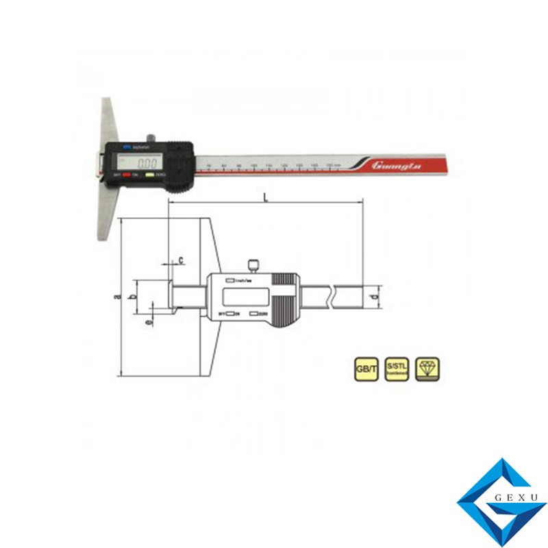 雙鉤頭數顯深度尺123-131測量0-150mm
